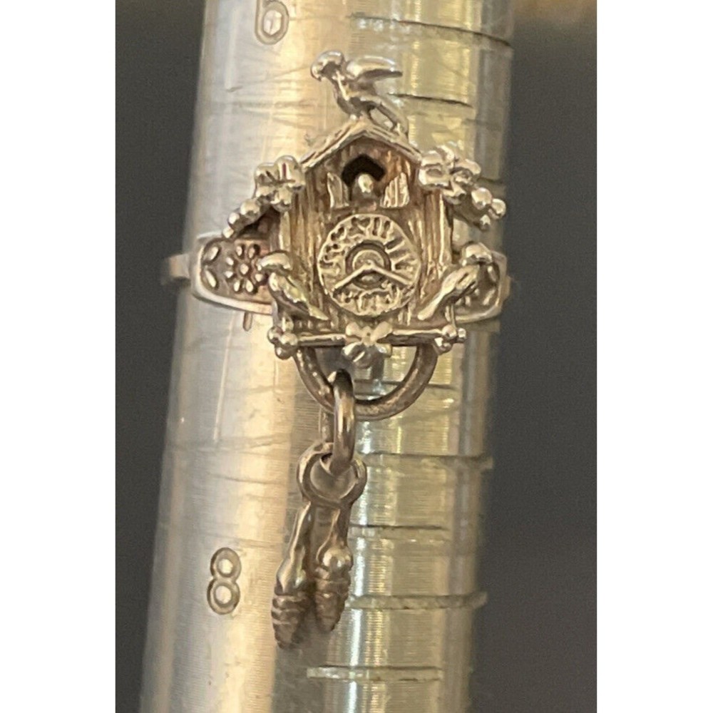 NF STERLING SILVER cuckoo clock  RING SIZE 7 925 FINE 4.5 Grams - Picture 4 of 5